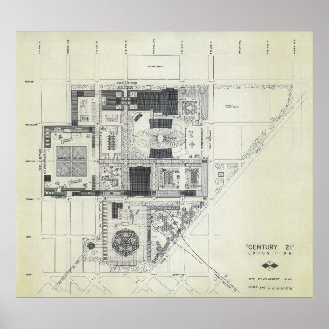 Póster Dibujo de concepto aéreo de la aguja espacial 2 (Frente)