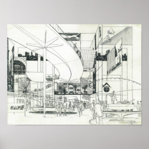 Póster Dibujo de concepto aéreo de la aguja espacial 3