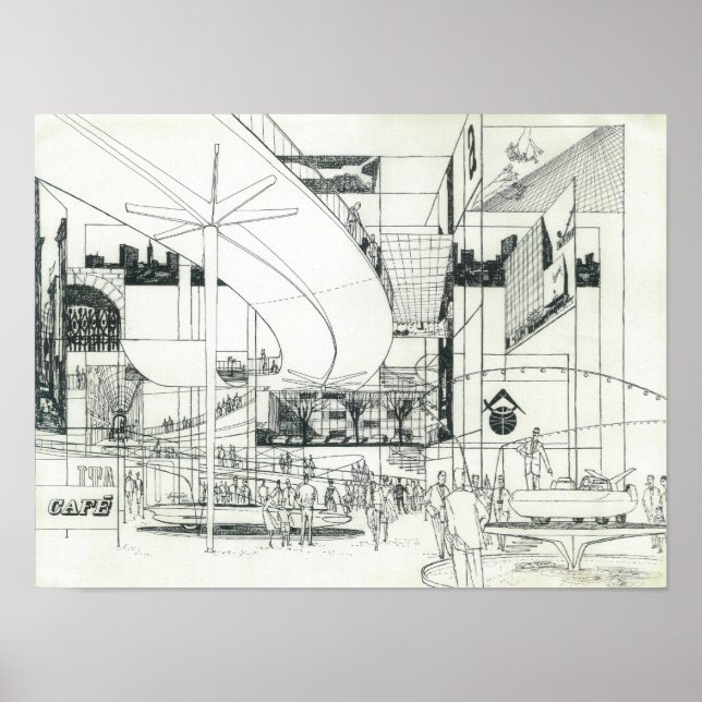 Póster Dibujo de concepto aéreo de la aguja espacial 3 (Frente)