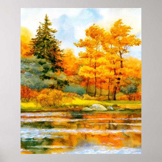 Póster Dibujo de croquis de acuarela pintado a mano con c (Frente)