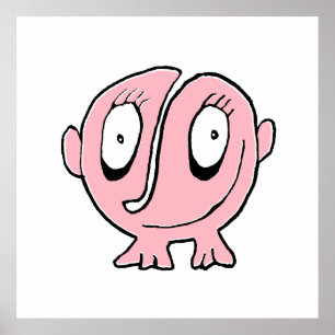 Póster Dibujo de dibujos animados de un bebé monstruo lin