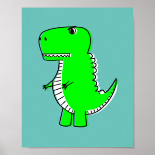 Póster Dibujo de Dinosaurio Verde
