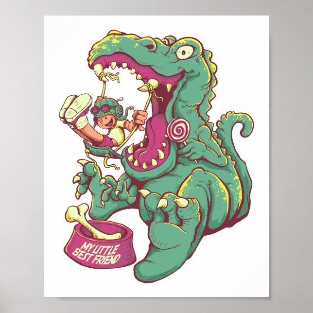 Póster Dibujo de dinosaurios y Personalizados infantiles (Frente)