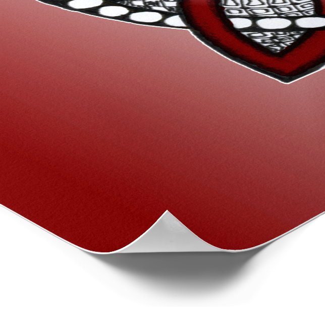 Póster Dibujo de Doodle Rojo de Knot Celtic (Esquina)