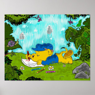 Póster Dibujo de Feraldas Por La Cascada