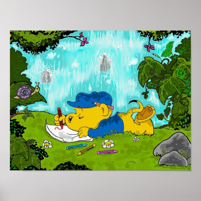 Póster Dibujo de Feraldas Por La Cascada (Frente)