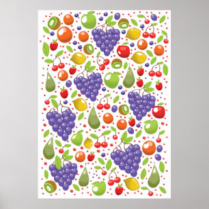 Póster Dibujo de frutas lindas