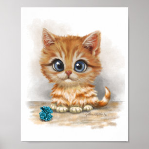 Póster Dibujo de gatito naranja