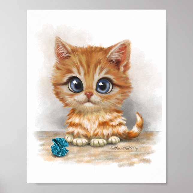 Póster Dibujo de gatito naranja (Frente)