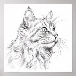Póster Dibujo de gato