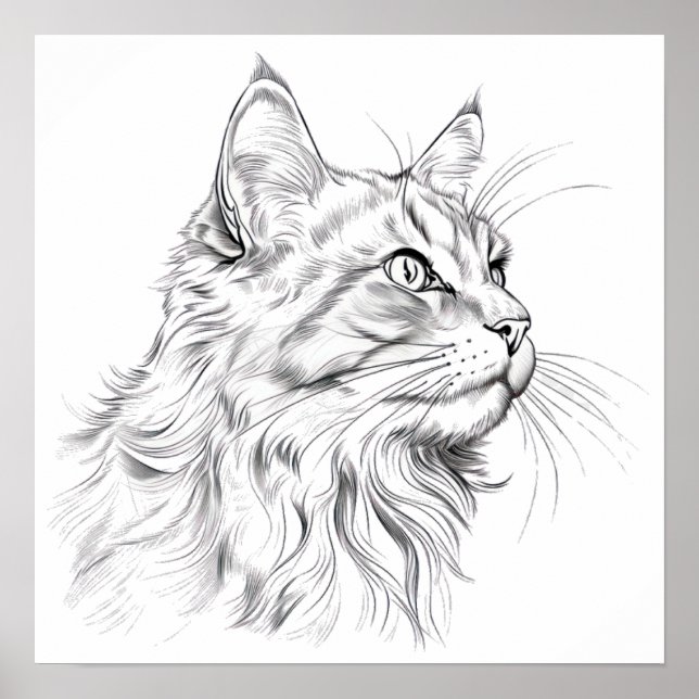 Póster Dibujo de gato (Frente)