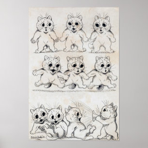 Póster Dibujo de gato, Louis Wain