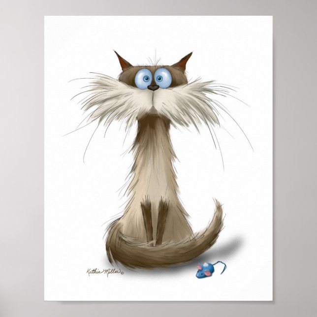 Póster Dibujo de gato siamés (Frente)