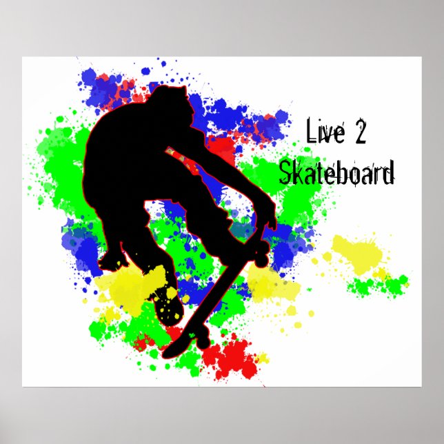 Póster Dibujo de graffiti Paint Splotches Skater (Frente)