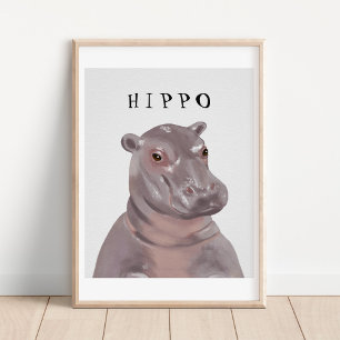 Póster Dibujo de hipopótamo lindo personalizable para car