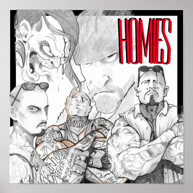 Póster Dibujo de homies en un (Frente)