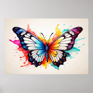 Póster Dibujo de ilustración de mariposa vintage linda