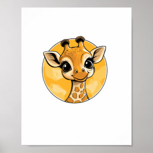 Póster Dibujo de jirafa linda estilo cartoon  