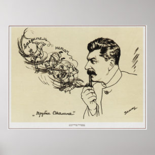 Póster Dibujo de Joseph Stalin. Poster 'La pipa de Stalin