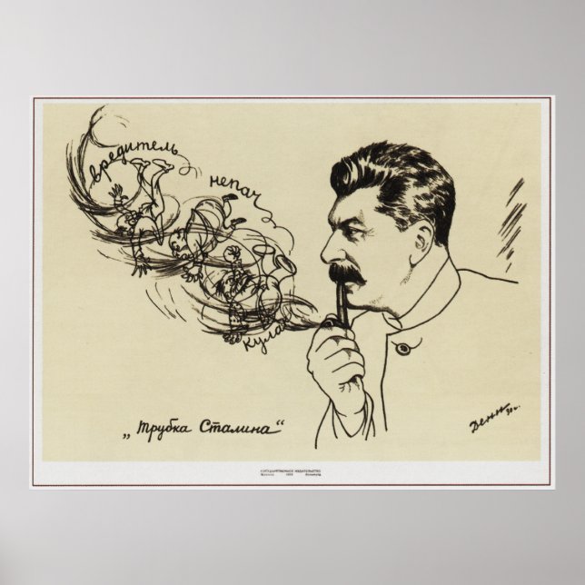 Póster Dibujo de Joseph Stalin. Poster 'La pipa de Stalin (Frente)