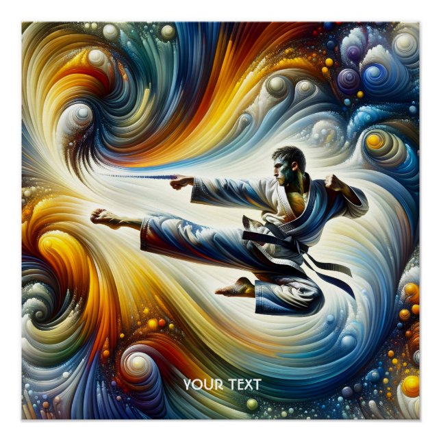Póster Dibujo de Karate abstracto de fantasía (Anverso)
