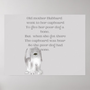 Póster Dibujo de la anciana Madre Hubbard divertido en gr