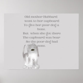 Póster Dibujo de la anciana Madre Hubbard divertido en gr