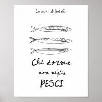 Dibujo de la cita de sardinas de cocina italiana