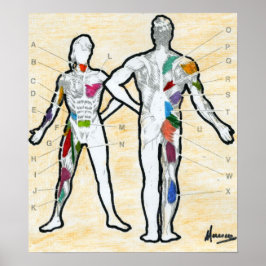 Póster Dibujo de la gráfica del músculo con estilo Peter