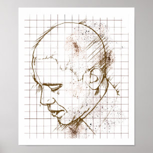 Póster Dibujo de la línea Barack Obama