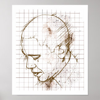 Póster Dibujo de la línea Barack Obama