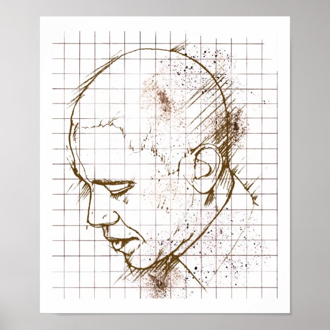 Póster Dibujo de la línea Barack Obama (Frente)
