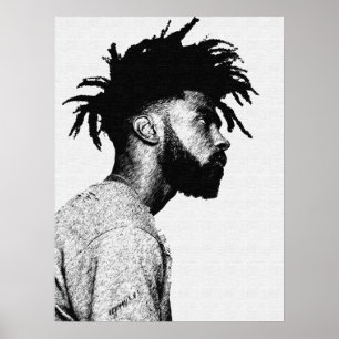 Póster Dibujo de la pluma de un hombre afroamericano