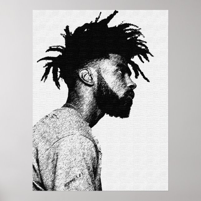 Póster Dibujo de la pluma de un hombre afroamericano (Frente)