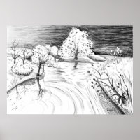 Dibujo de lápiz árboles de la naturaleza relajante
