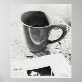 Póster Dibujo de lápiz blanco y negro para tazas de café