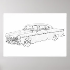Póster Dibujo de lápiz Chrysler 300 en blanco y negro 195