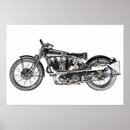 Póster Dibujo de lápiz de motocicleta superior Brough