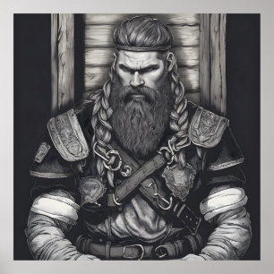Póster Dibujo de lápiz de un rey vikino