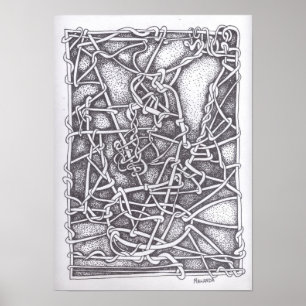 Póster Dibujo de lápiz y tinta: "String"