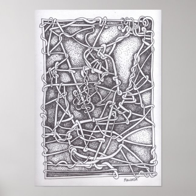 Póster Dibujo de lápiz y tinta: "String" (Frente)
