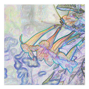 Póster Dibujo de las flores pasteles abstractas