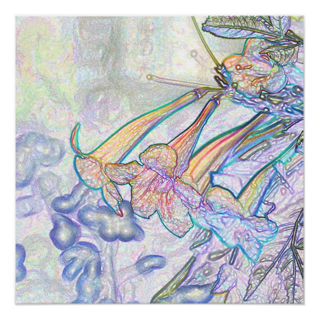 Póster Dibujo de las flores pasteles abstractas (Anverso)