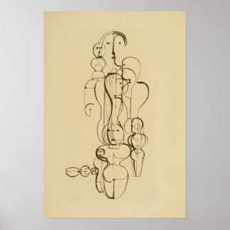 Póster Dibujo de línea figurativa abstracta minimalista V