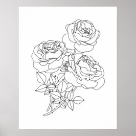 Póster Dibujo de líneas florales minimalistas