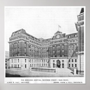 Póster Dibujo de los arquitectos del hospital de