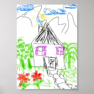 Póster Dibujo de los dedos de los niños