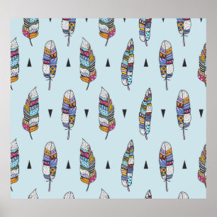 Póster Dibujo de mano de pluma estilo boho