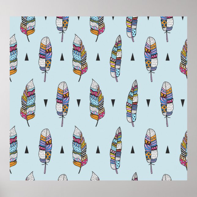 Póster Dibujo de mano de pluma estilo boho (Frente)