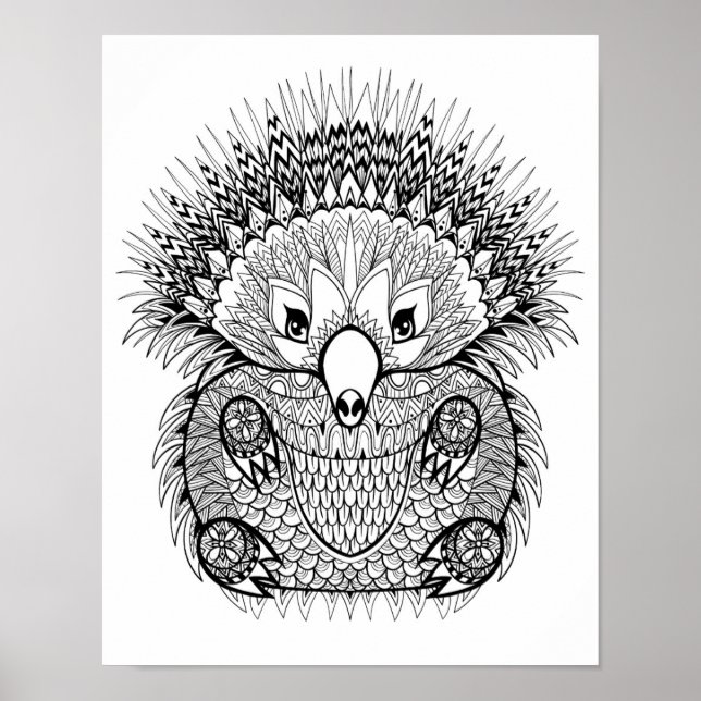 Póster Dibujo de mano Echidna Doodle 2 (Frente)